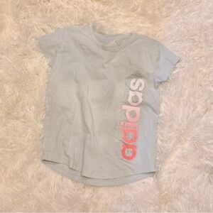 adidas Light Blue Tee with Pink Vertical Logo